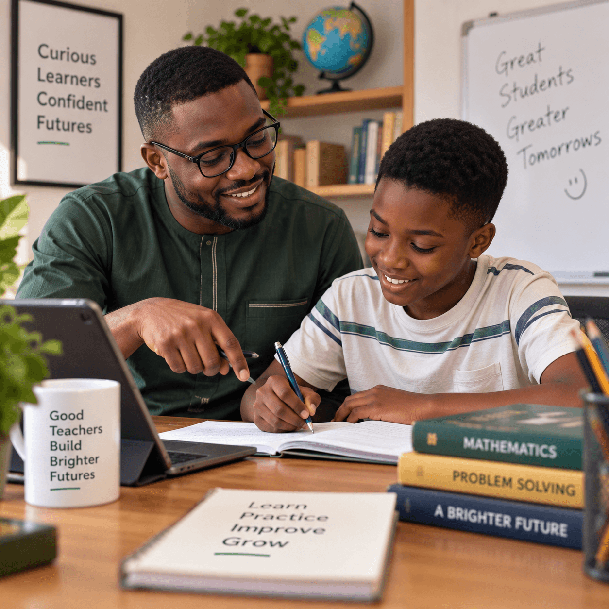 A teacher teaching a student